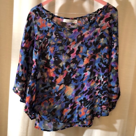 chiffon wing sleeve cape blouse - size M - Picture 1 of 6